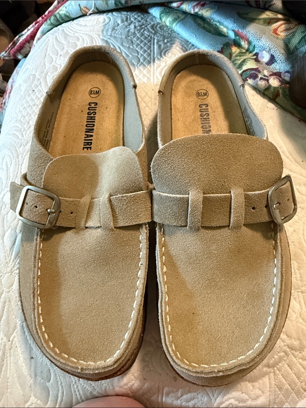 Woman’s Tan Suede Buckle Loafers